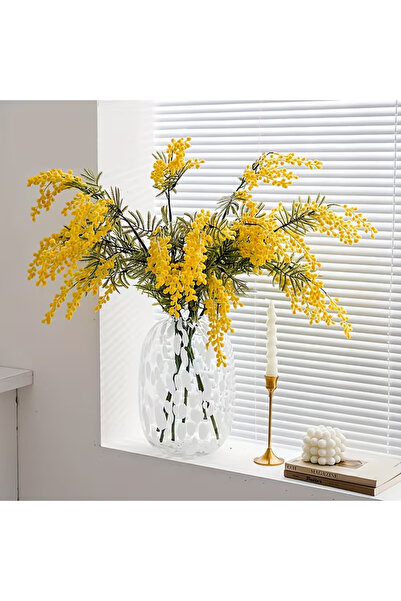 Yapay Çiçek Deposu Yapay Lüx 3Lü Mimoza Dalı 85 Cm Sarı