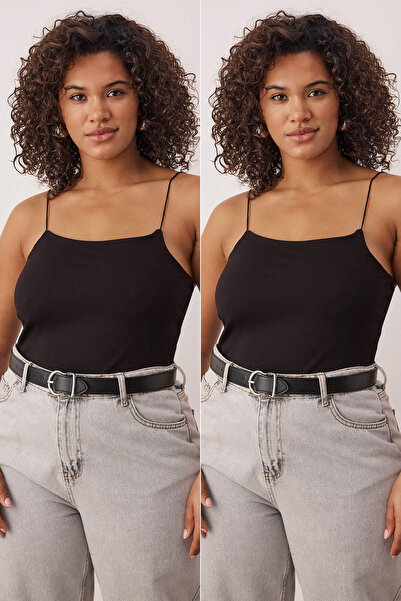 Trendyol Curve Black-Black 2-Pack Large Size Undershirt Tbbss25Cv00018