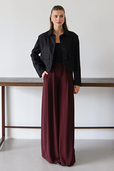 Trendyol Collection Black Short Buttoned Wide/Relaxed Fit Woven Suede Jacket Twoaw26Ce00064