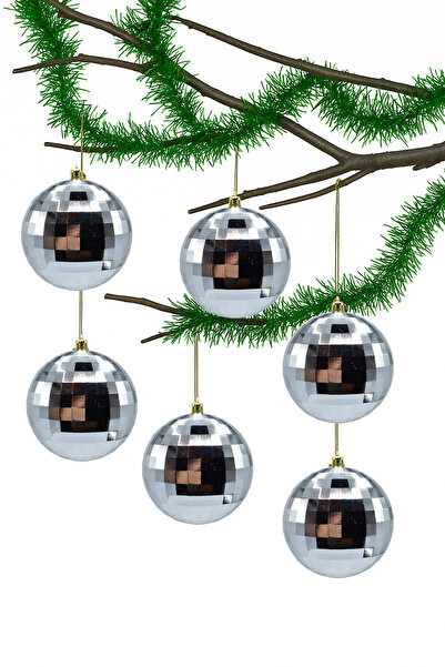 Waldern 5 cm Cici Top 6-Piece Disco Shiny Silver Christmas Ornament