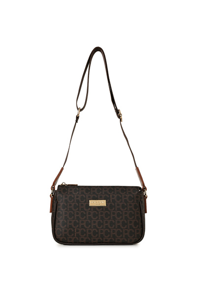 Pierre Cardin Brown Large Alphabet Women's Crossbody Bag 05Po22Y1539