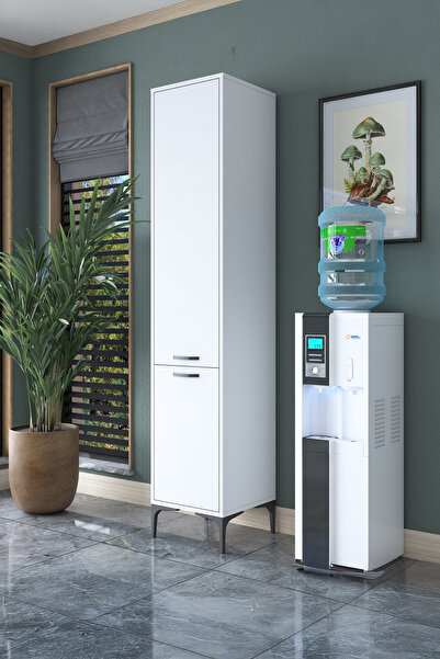 Rani Mobilya Rani JE111 Çok Amaçlı Dolap 2 Kapaklı 6 Raflı Banyo Kiler Mutfak Dolabı Beyaz