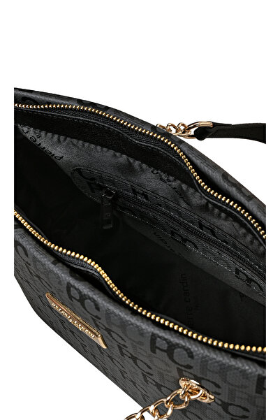 Pierre Cardin Anthrazitfarbene Tramlı Alphabet Damen-Umhängetasche 05PO22Y1561