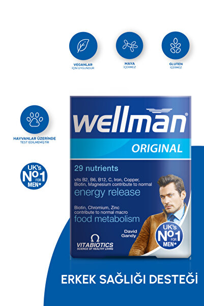 Wellman Sibirya Ginsengi, Magnezyum, Biotin, Çinko, L-Karnitin İçeren Erkek Sağlığı Vitamini 30 Tablet