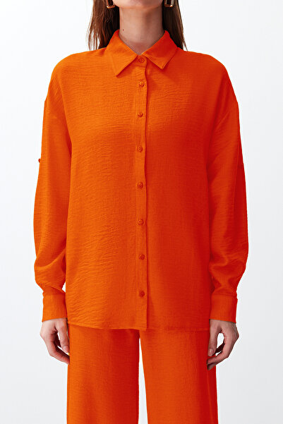 Trendyol Collection Orange Shirt and Trousers Set - Woven, TWOSS24AU00095