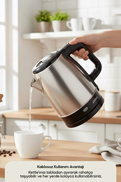 Sinbo Sk-8015 Wireless Water Heater Stainless Steel Kettle