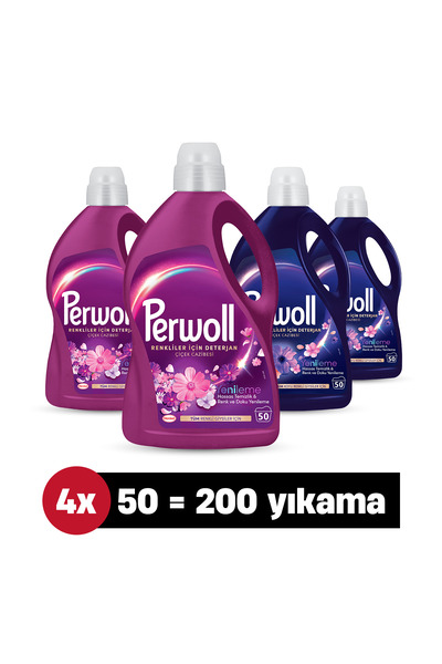 Perwoll Sıvı Çamaşır Deterjanı 2.75L 4'lü set:x2 Çiçek Cazibesi ,x2 Çiçek Cazibesi Koyu (200 Yıkama)