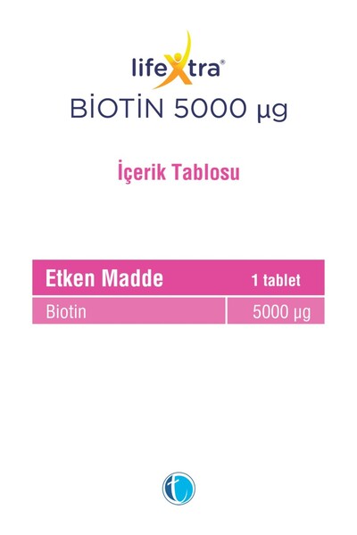 Tab İlaç Lifextra Biotin 5000 Mg 60 Tablets 8680133001185