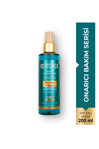Restorex Keratin & Argan Onarıcı Sıvı Saç Bakım Kremi 200 Ml - Yıpranmış Ve Hasar Görmüş Saçlar