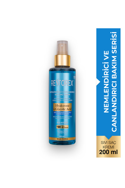 Restorex Hyaluronic Glycolic Acid Nemlendirici Canlandırıcı Sıvı Saç Kremi 200 ml