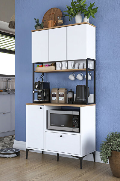 Rani Mobilya Rani JE159 Çok Amaçlı Dolap 4 Kapaklı 1 Çekmeceli Kiler Mutfak D...