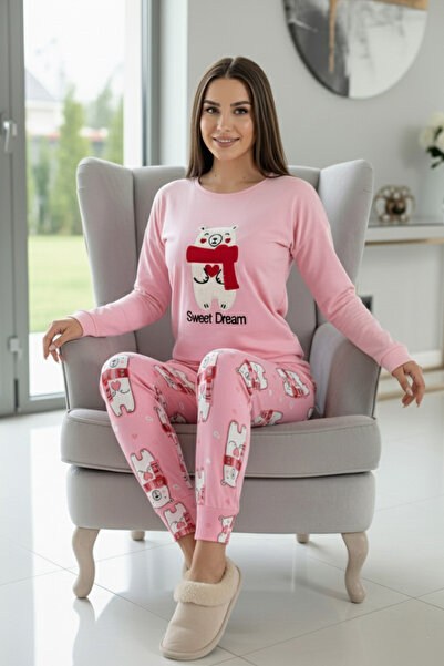 Pijamaevi Σετ γυναικεία θερμική πιτζάμα με σχέδιο ροζ Sweet Dream
