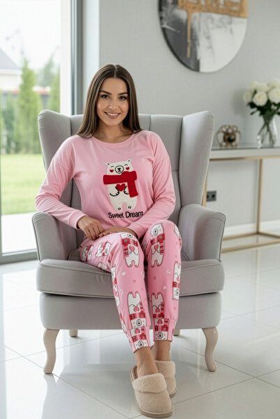 Pijamaevi Σετ γυναικεία θερμική πιτζάμα με σχέδιο ροζ Sweet Dream