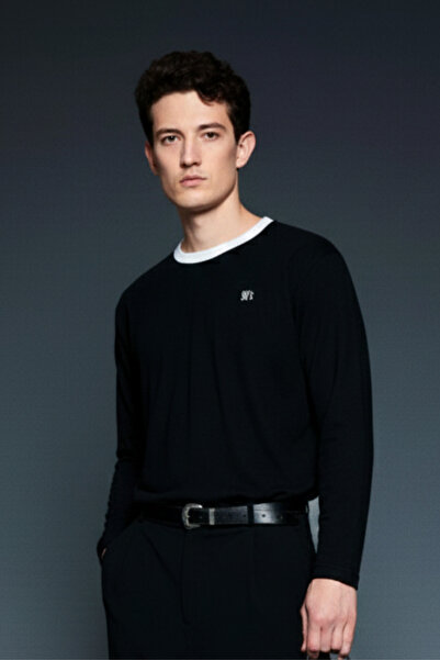 ablukaonline Ανδρικό φούτερ με λεπτομέρεια αντίθεσης oversized Basic Μαύρο