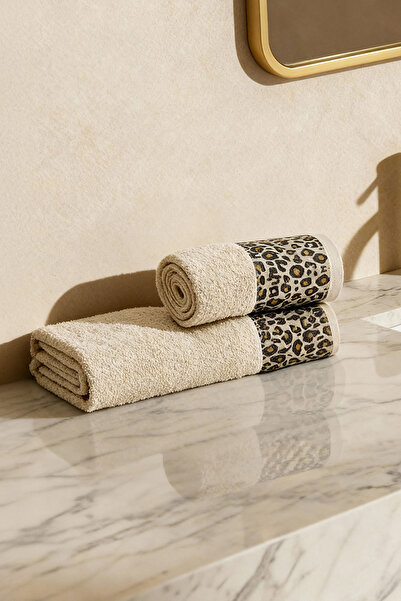 TRENDYOLMİLLA HOME 2-Piece Leopard Printed Face & Bath Towel Set Tphaw26Hvl00005