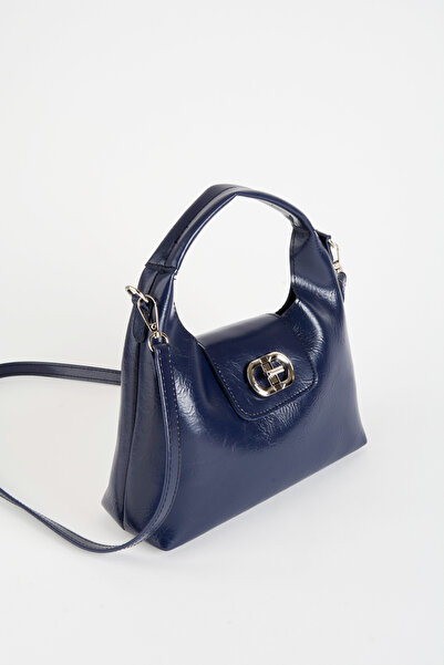 Vivaq Women's Navy Blue Faux Leather Flip Lock Closure Handbag and Shoulder Bag