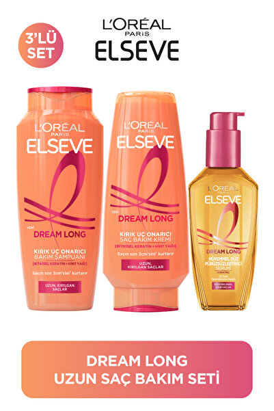 ELSEVE Dream Long Onarıcı Bakım Şampuanı 400ml & Saç Bakım Kremi 250ml & Mükemmel Düz Pürüzsüzleştici Serum