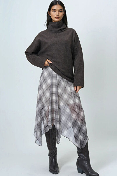 Trend Alaçatı Stili Women's Coffee Turtleneck Wide Cut Knitwear Blouse Alc-X14708