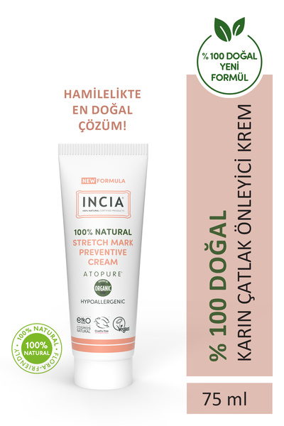 Incia ATOPURE ® %100 Doğal Karın Çatlak Kremi Çatlak Önleyici Organik Avokado Yağı Hamilelikte 75 ml