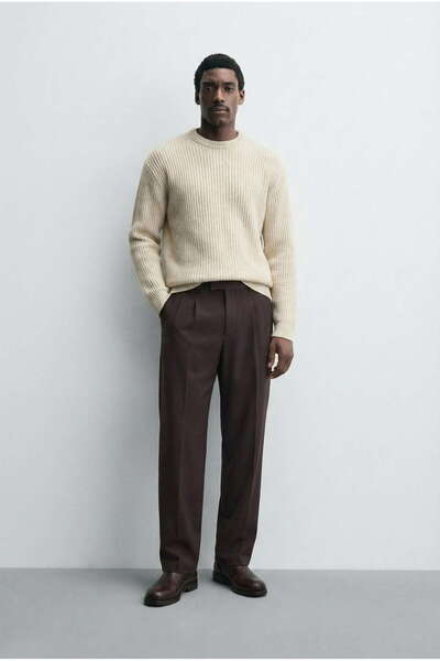 ablukaonline Men's Baggy Fit Fabric Trousers Plum