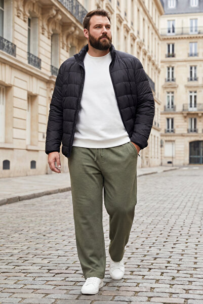 Trendyol Collection Khakifarbene, große, übergroße/lockere, strukturierte, lockere Jogginghose TMNSS25AJ00004