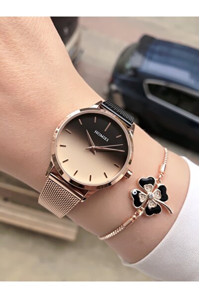 Homies KADIN KOL SAATİ HASIR ÇİFT RENK ORJİNAL HEDİYELİK KUTUSU VE BİLEKLİK HEDİYELİ.HM5803S0144