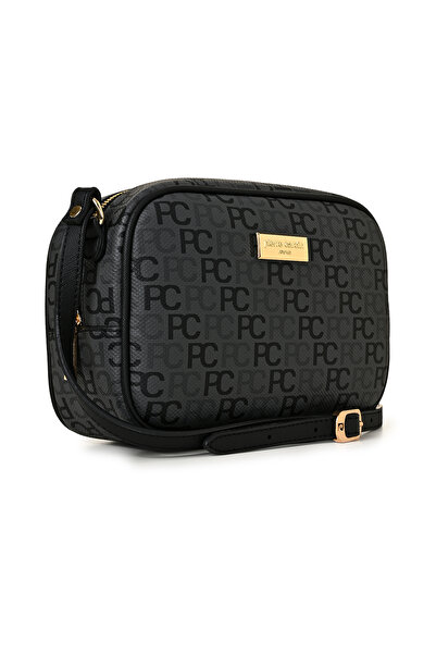 Pierre Cardin Anthrazitfarbene Tramlı Alphabet Damen-Umhängetasche 05PO22Y1538