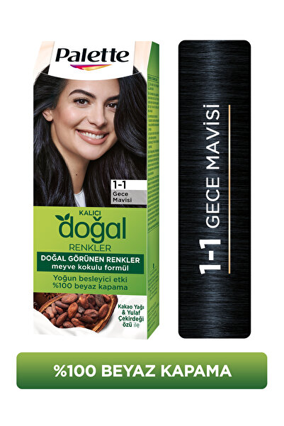 Palette Kalıcı Doğal Renkler 1-1 Gece Mavisi Kakao Yağı Saç Boyası