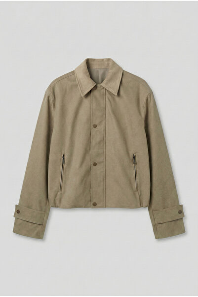 ablukaonline Men's relax fit contrast collar jacket beige