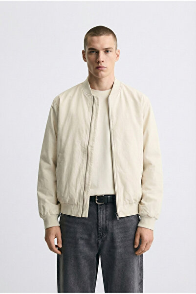 ablukaonline Ανδρικό μπουφάν Bomber σε μπεζ χρώμα - Basic Model