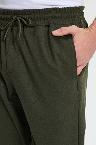 Tudors Men's regular fit classic cut dark khaki jogger pants with elastic waist and lace-up