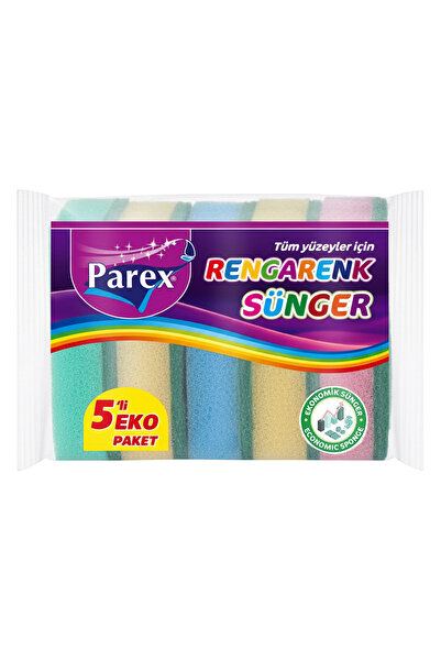 Parex Rengarenk Düz Sünger 5 Li
