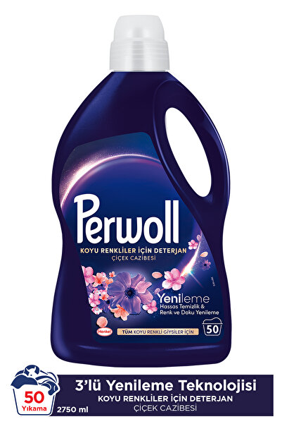Perwoll Çiçek Cazibesi Koyu Renkler Hassas Bakım Çamaşır Deterjanı 2750 ml (50 Yıkama)