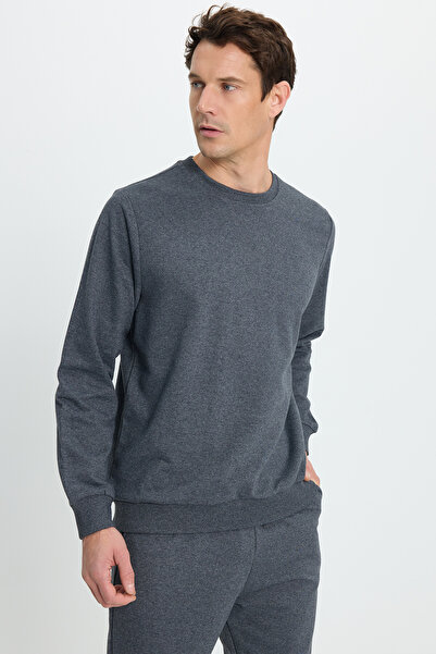 Tudors Men's Relax Fit Cotton 2 Thread Soft Textured Crew Neck Smoked Tracksuit Set