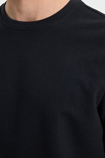 Tudors Men's Relax Fit Cotton 2 Thread Soft Textured Crew Neck Black Tracksuit Set