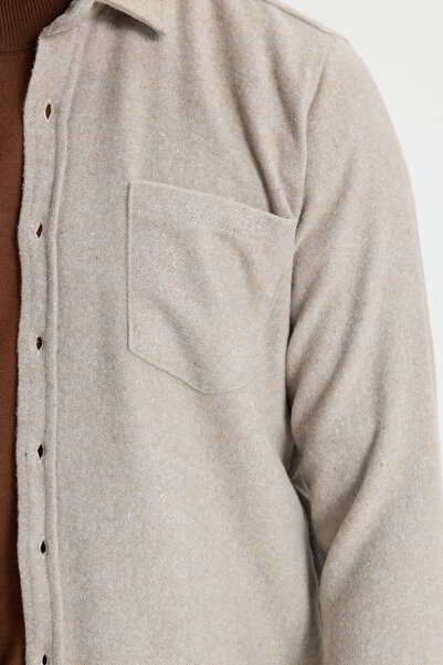 Tudors Men's regular fit classic cut dark mink lumberjack shirt with flat pockets