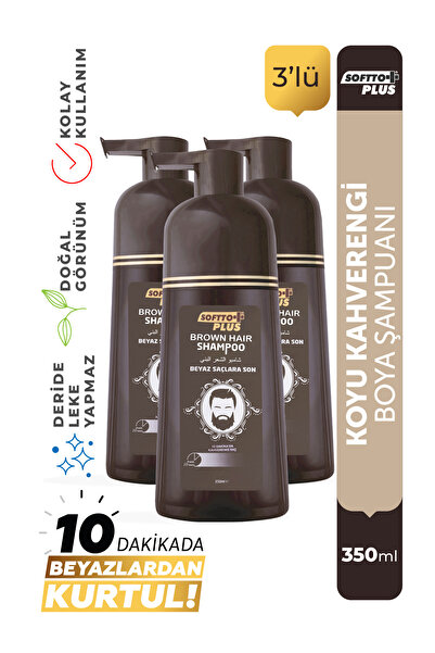 Softto Plus 3 Adet Brown Hair Kahverengi Şampuan 350 ml