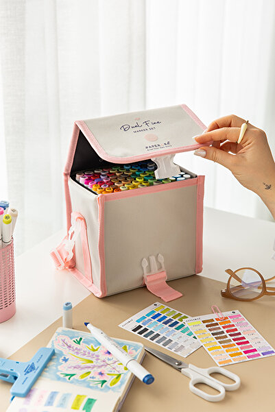 PAPERORA 80'li Çift Uçlu Alkol Bazlı Marker Kalem Seti – Fine + Chisel