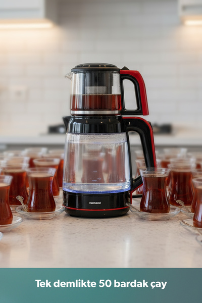 HOMEND Infinity XL 1764H Glass Tea Maker Black Red