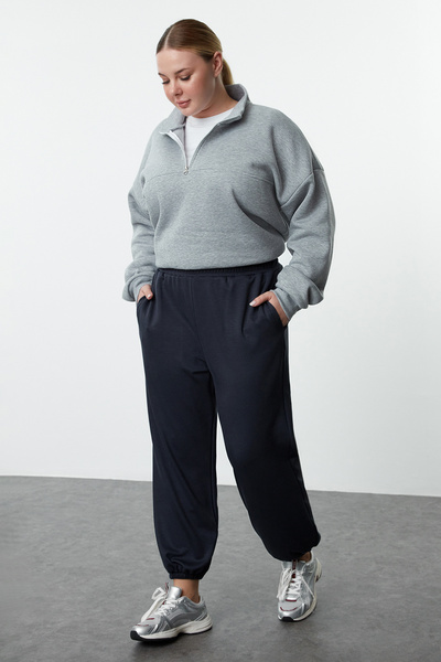 Trendyol Curve Soft Button Indigo Jogger Sweatpants - Plus Size Tbbaw25Aj00003