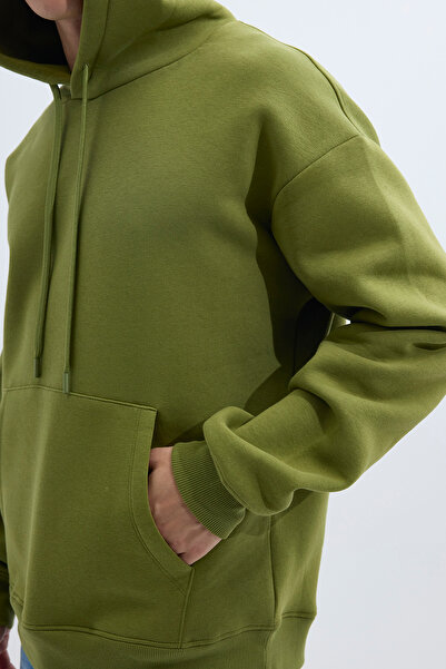 Tudors Πράσινο φούτερ Unisex Oversize Fleece με κουκούλα από βαμβάκι