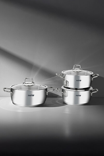 Nehir Silver Classic 6-Piece Deep Steel Pot Set