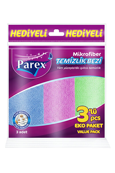 Parex قطعة قماش تنظيف من الألياف الدقيقة متعددة الألوان، عبوة صديقة للبيئة من 3 قطع