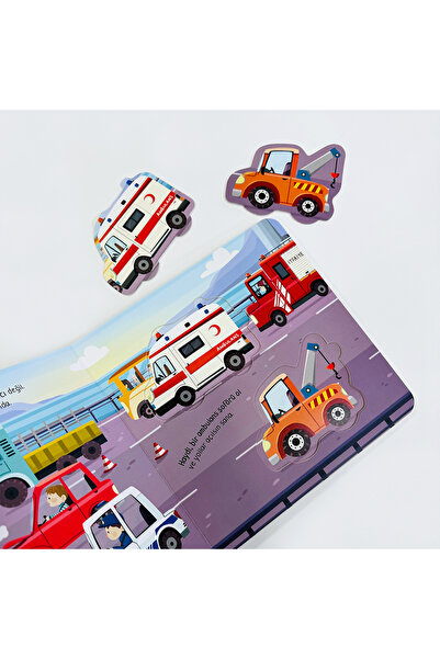 Sincap Kitap Tadını Çıkar Araçlar | Tak-Çıkar Araçlar Kitabı Eğitici Puzzle Kitap 0-3 Yaş