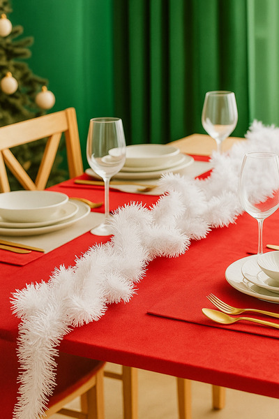 Waldern إكليل فروع الصنوبر لعيد الميلاد بطول 5 أمتار، إكليل أبيض اللون لتزيين شجرة عيد الميلاد، مظهر طبيعي