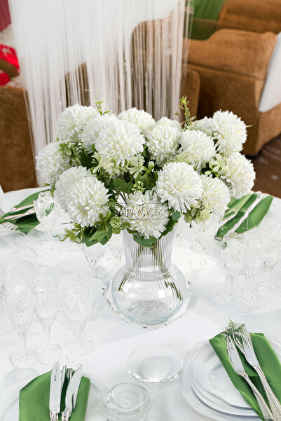 Yapay Çiçek Deposu Floare Artificială Top Cacatuză 7 buc. Mini Minge de Zăpadă 35 cm Alb