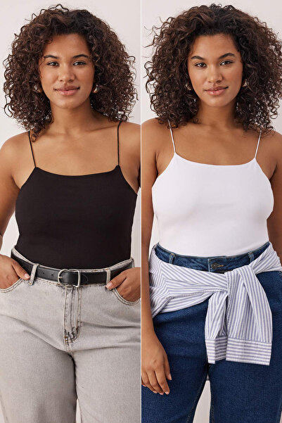 Trendyol Curve Black-White 2-Pack Large Size Undershirt Tbbss25Cv00018