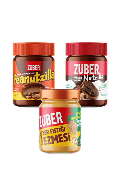 Züber Peanutzilla x1+ Nutzilla x1 + Original Fıstık Ezmesi (Bal İlaveli) x1