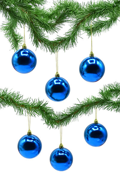 Waldern 6 Pieces 10 cm Shiny Christmas Tree Ornament Cute Ball Blue