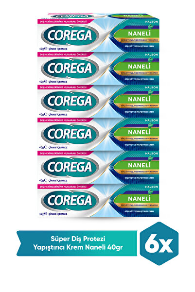 Corega Süper Protez Yapıştırıcı Naneli Krem 40 gr 6 Kutu